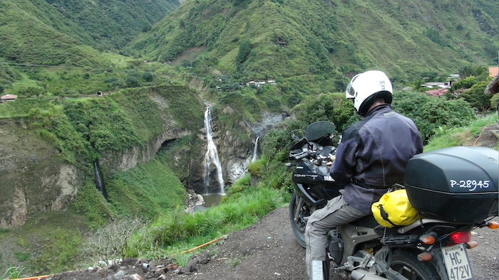 Ecuador Rider Waterfall